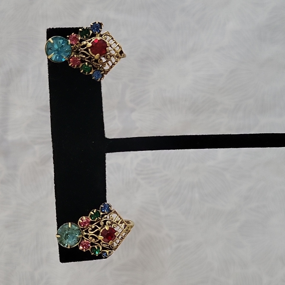 Vintage Multistone Screwback Earrings